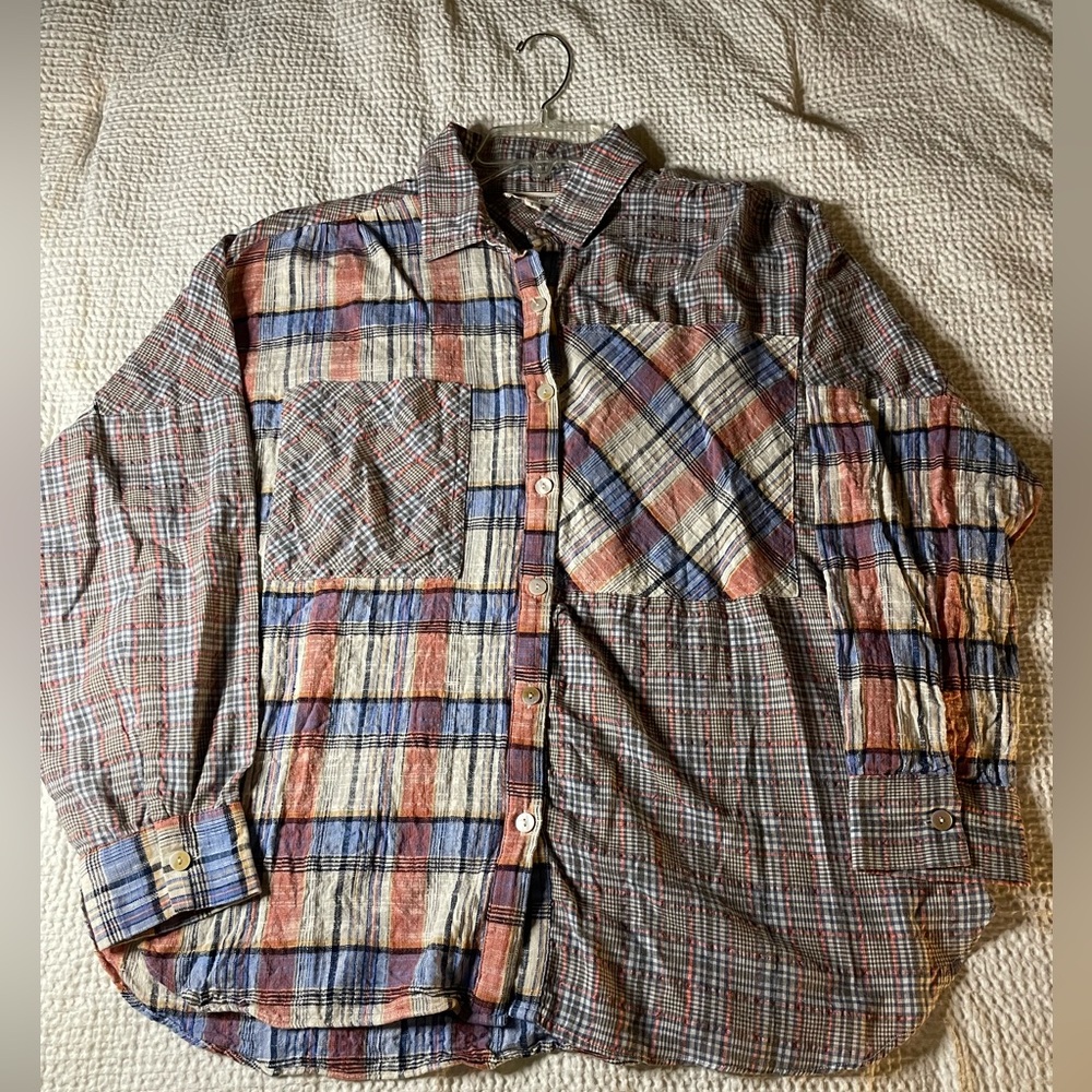 Patchwork button up shirt size small by eesome